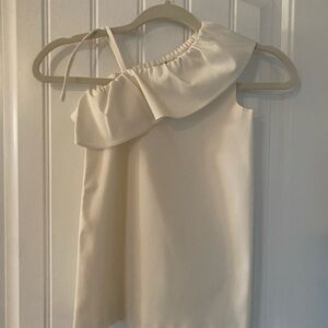 Crewcuts Cream One-Shoulder Kids Dress